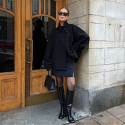 Bheki stand collar button coat in black, tailored womens outerwear