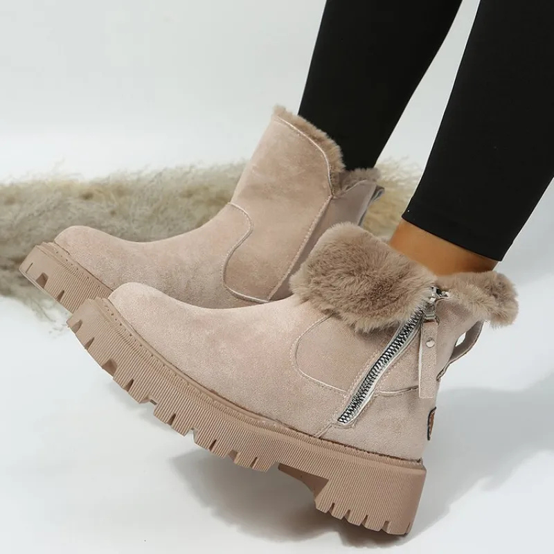 Besie | Fleece-Lined Zip Boots with Non-Slip Sole
