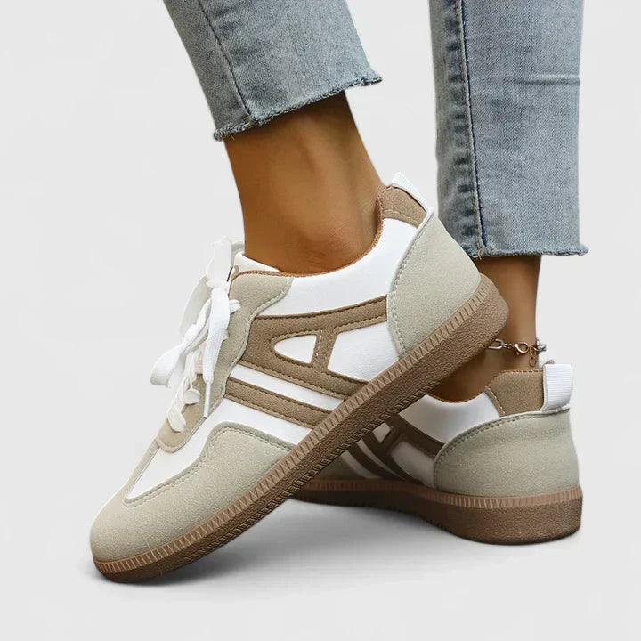 Delyziah orthopedic comfort sneakers in khaki and white for everyday wear