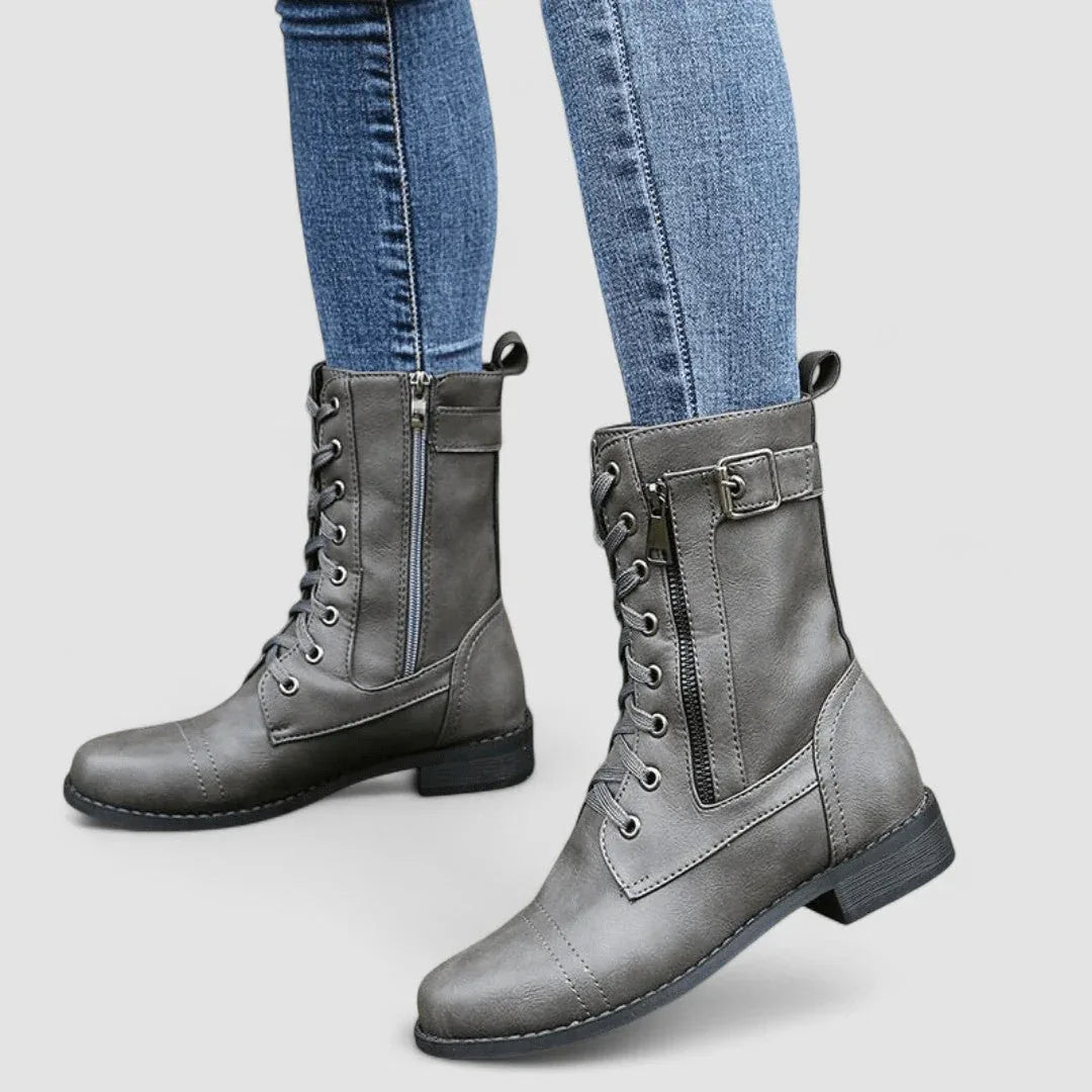 Sylvia orthopedic western ankle boots with block heel and stitched detailing