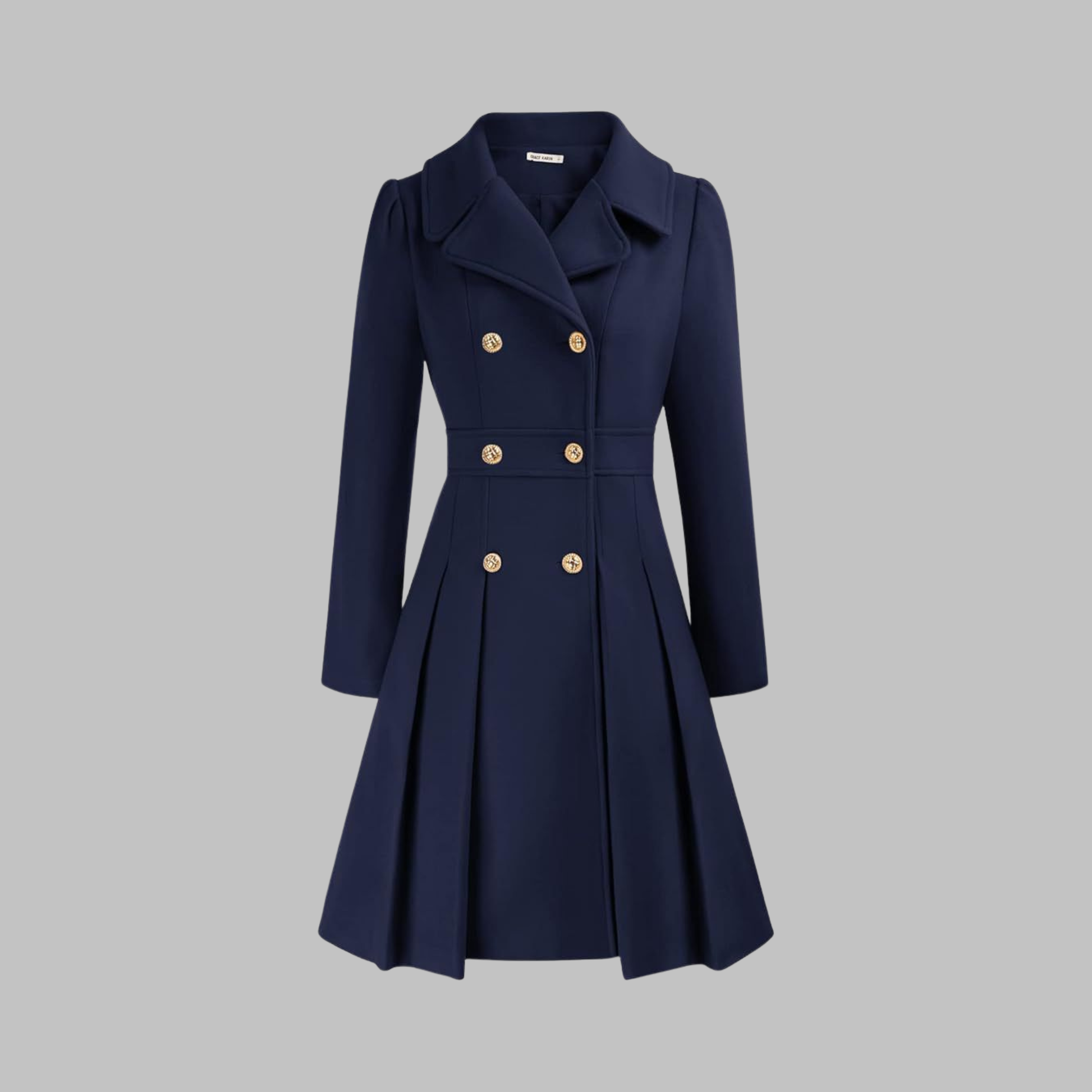 Dami double button tailored coat shown in multiple colours, AU sizing