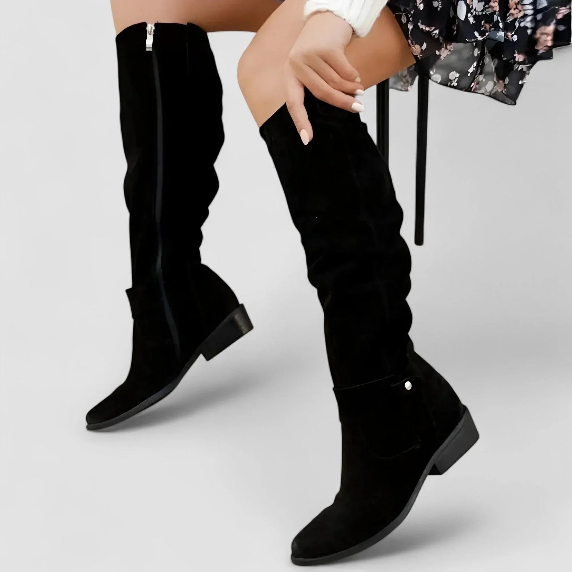 Nora orthopedic western ankle boots shown in beige, brown, dark green and black