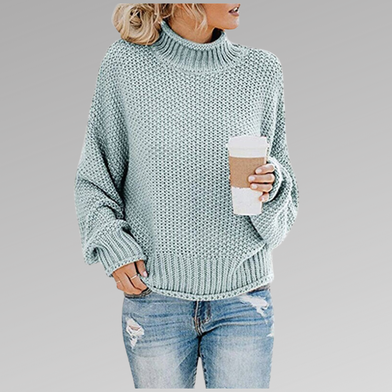 Braelyn high collar knit pullover shown in a range of colours