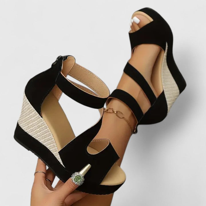 Zynavielle | Woven Wedge Sandals with Elastic Straps