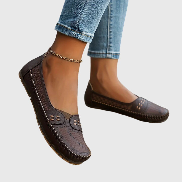 Comfortable slip-on shoes in soft neutral tones for everyday wear