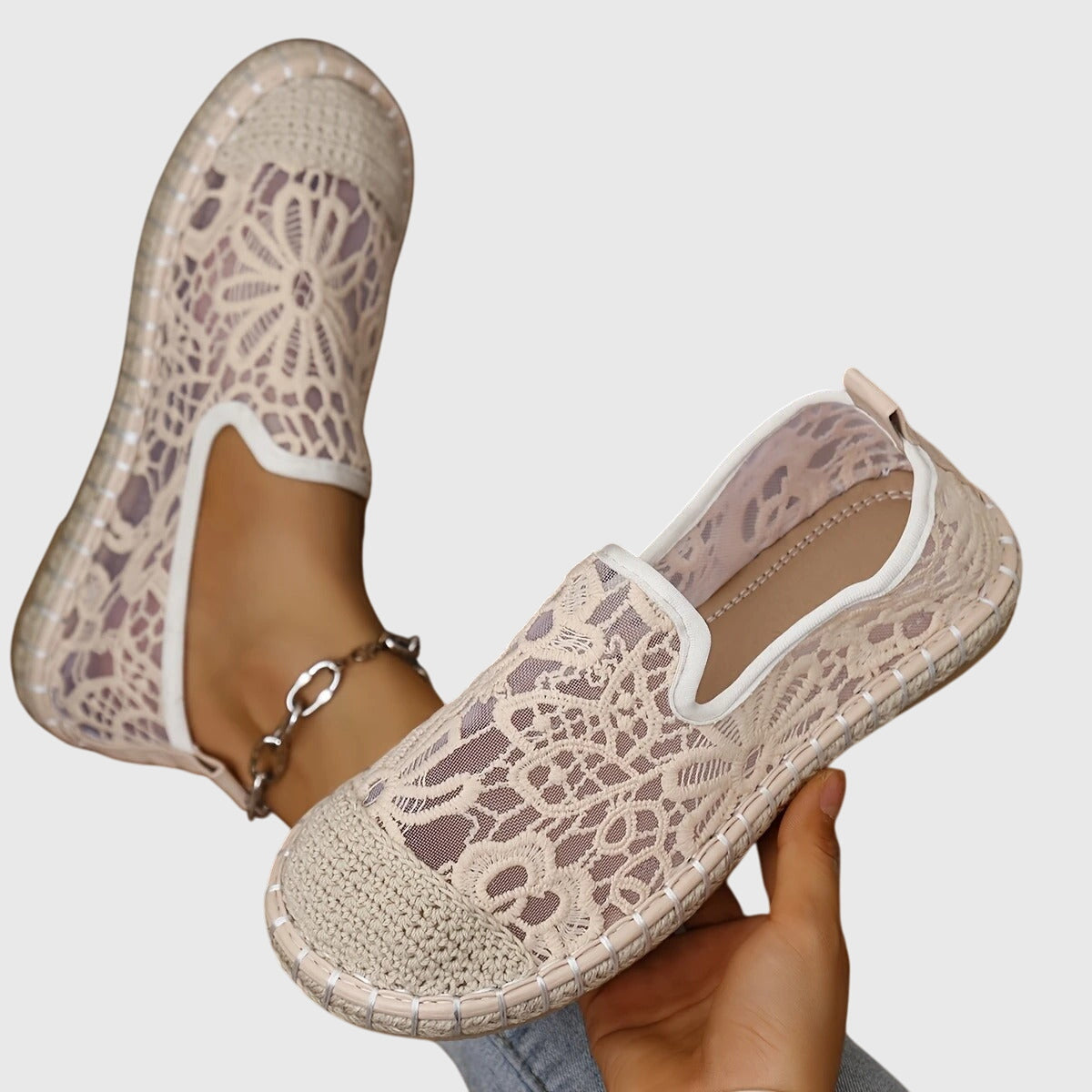 Ayla breathable slip-on moccasins for women in beige and black
