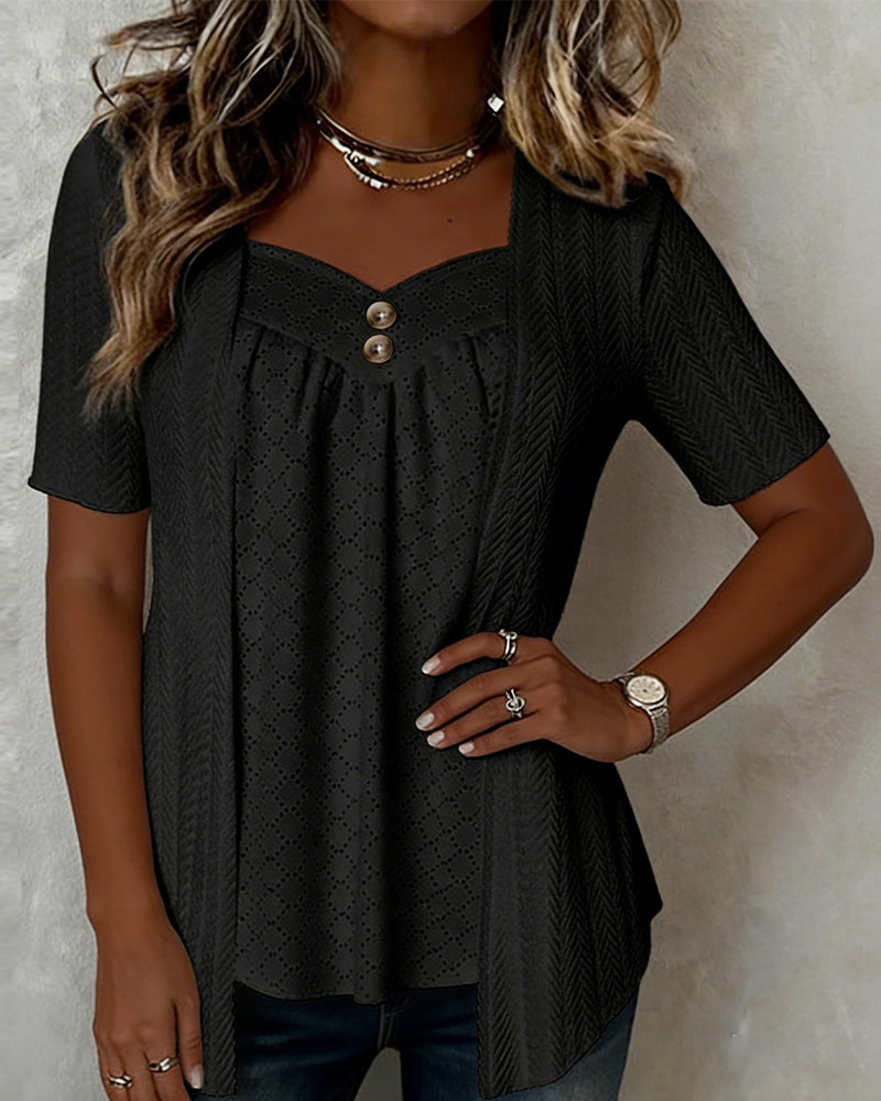 Carol layered collar patchwork shirt shown in white and black