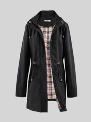 Annora windproof tailored trench coat shown in black, navy blue, army green and pink
