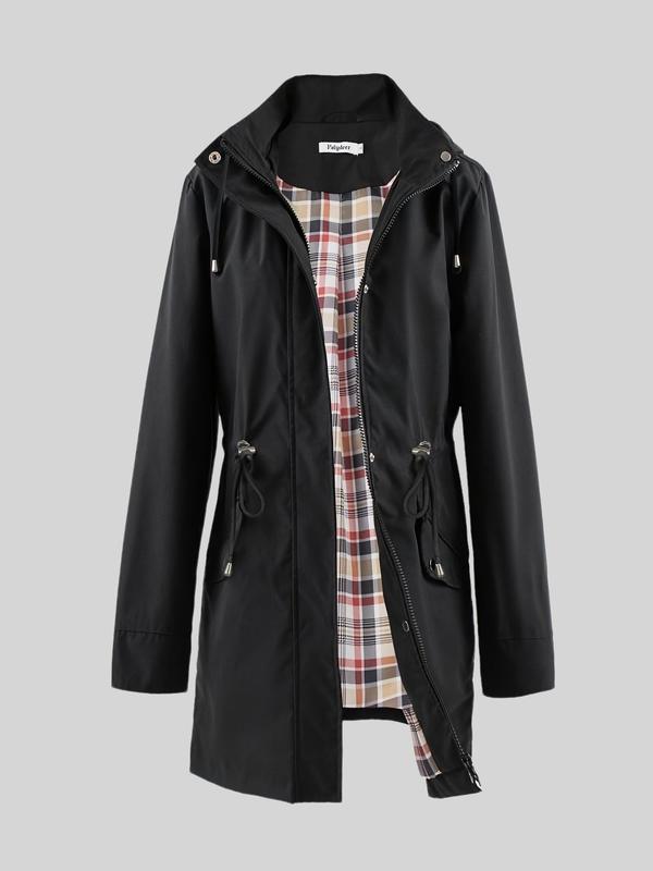 Annora windproof tailored trench coat shown in black, navy blue, army green and pink