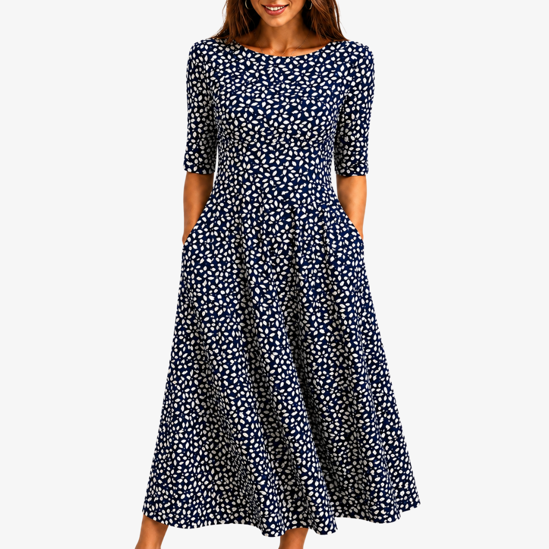 Beth lightweight floral print summer dress with pockets and a relaxed, flattering fit