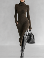 Bette slim fit plush knitted dress shown in a flattering silhouette