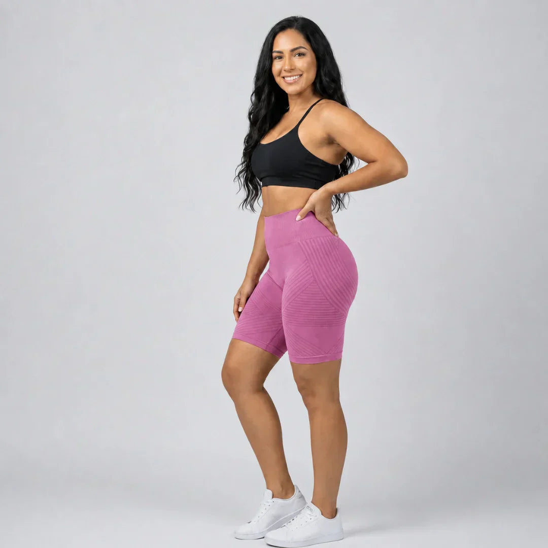 Kaia rose pink short legging with 3D sculpting fit for workouts and everyday wear