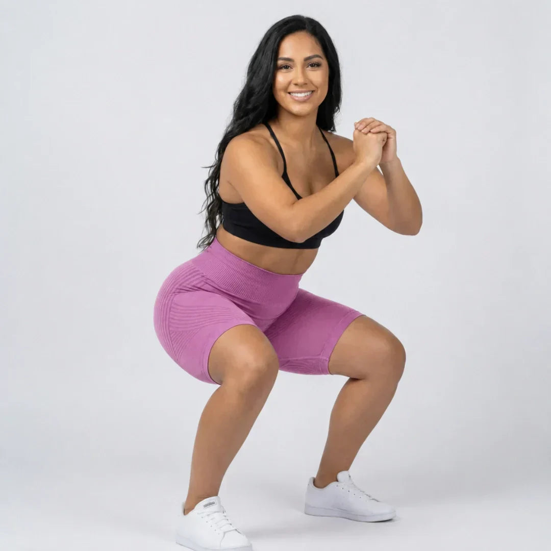 Kaia rose pink short legging with 3D sculpting fit for workouts and everyday wear