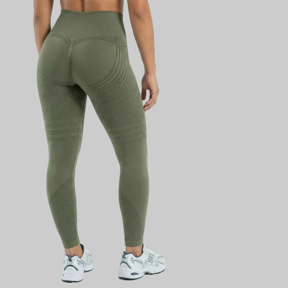 Evie military green full-length sculpting leggings for women