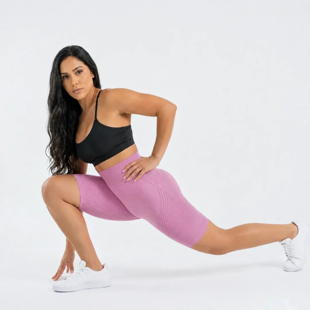 Kaia rose pink short legging with 3D sculpting fit for workouts and everyday wear