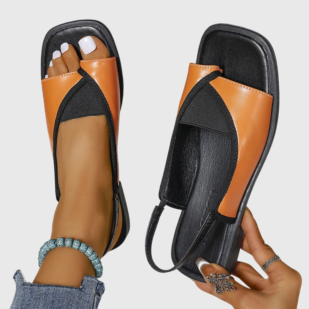 Mady | Square-Toe Flat Slip-On Sandals