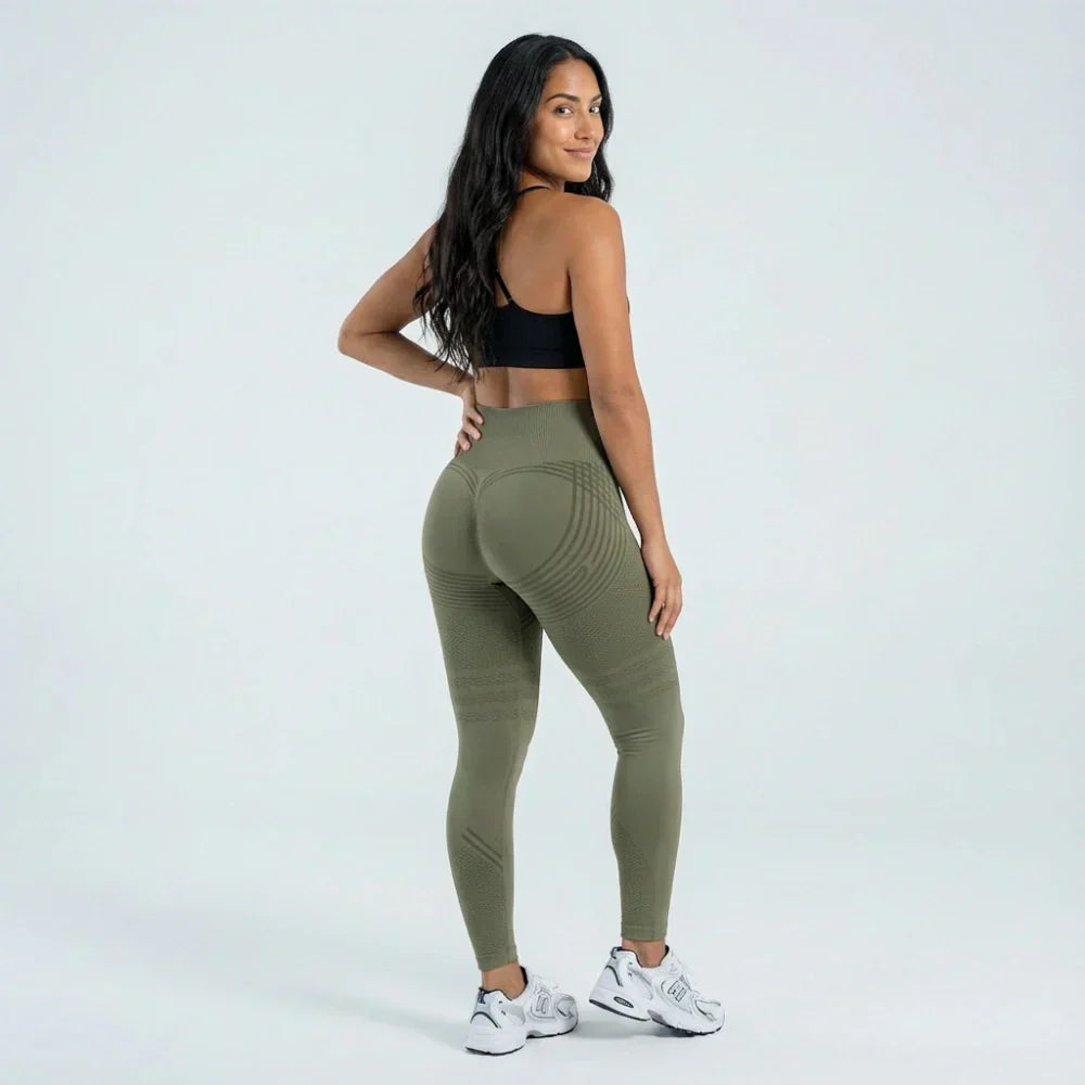 Evie military green full-length sculpting leggings for women