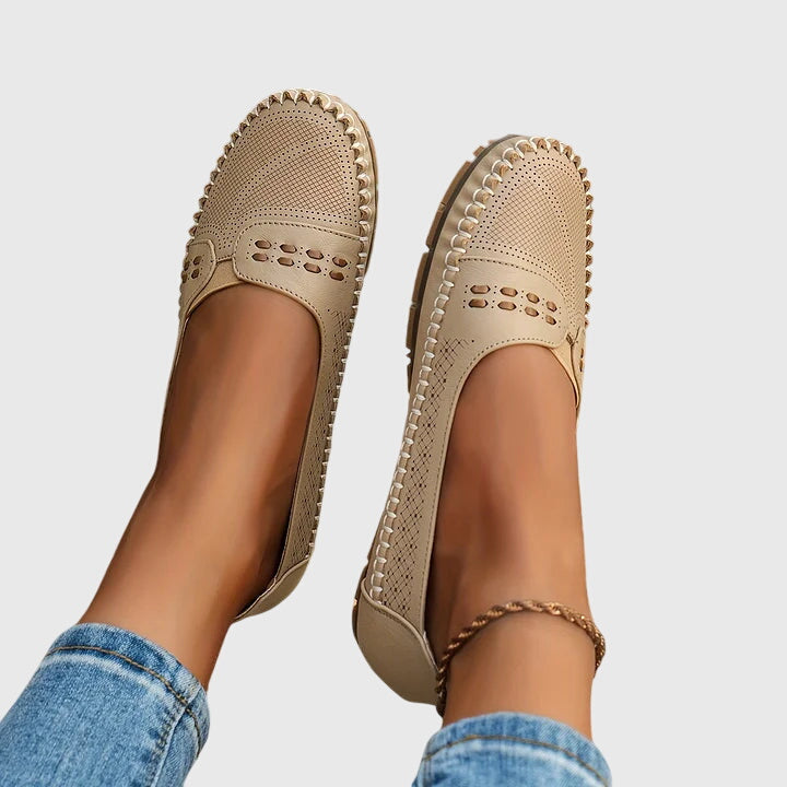 Comfortable slip-on shoes in soft neutral tones for everyday wear