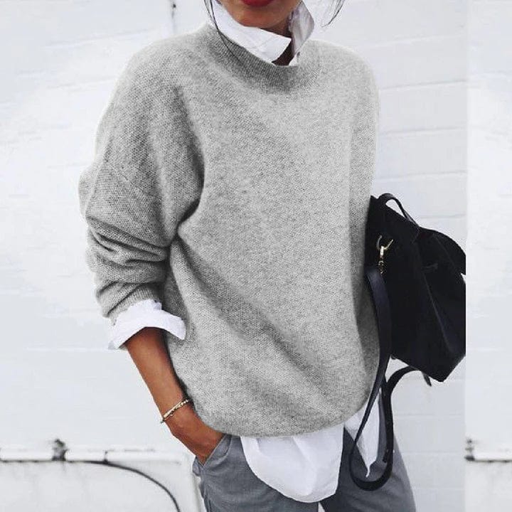 Jolanda soft knit jumper shown in blue, grey, black, khaki and pink