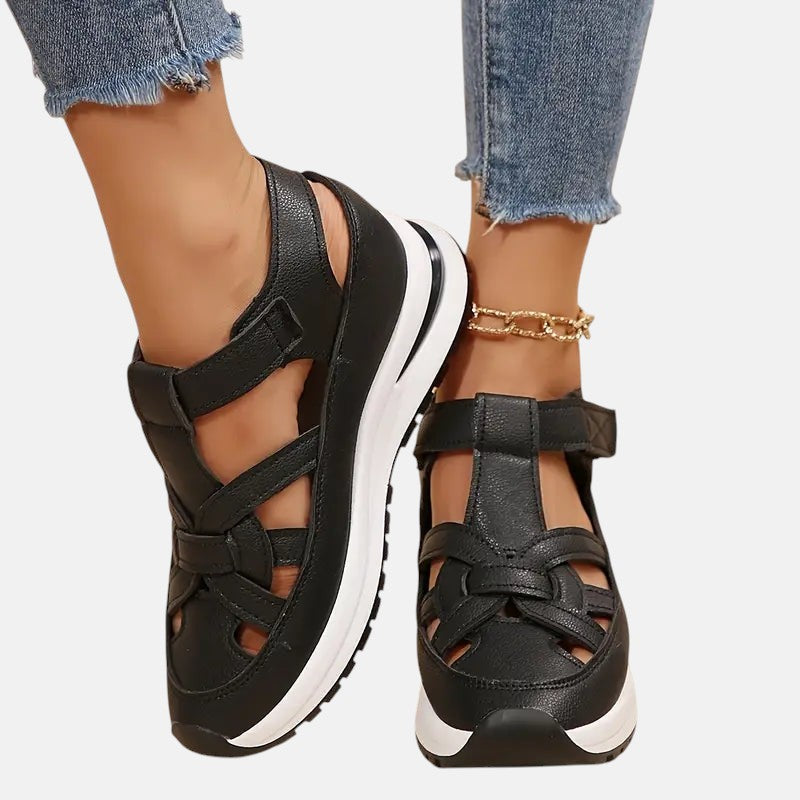 Delilah | Flexible Walking Sandals in White and Black