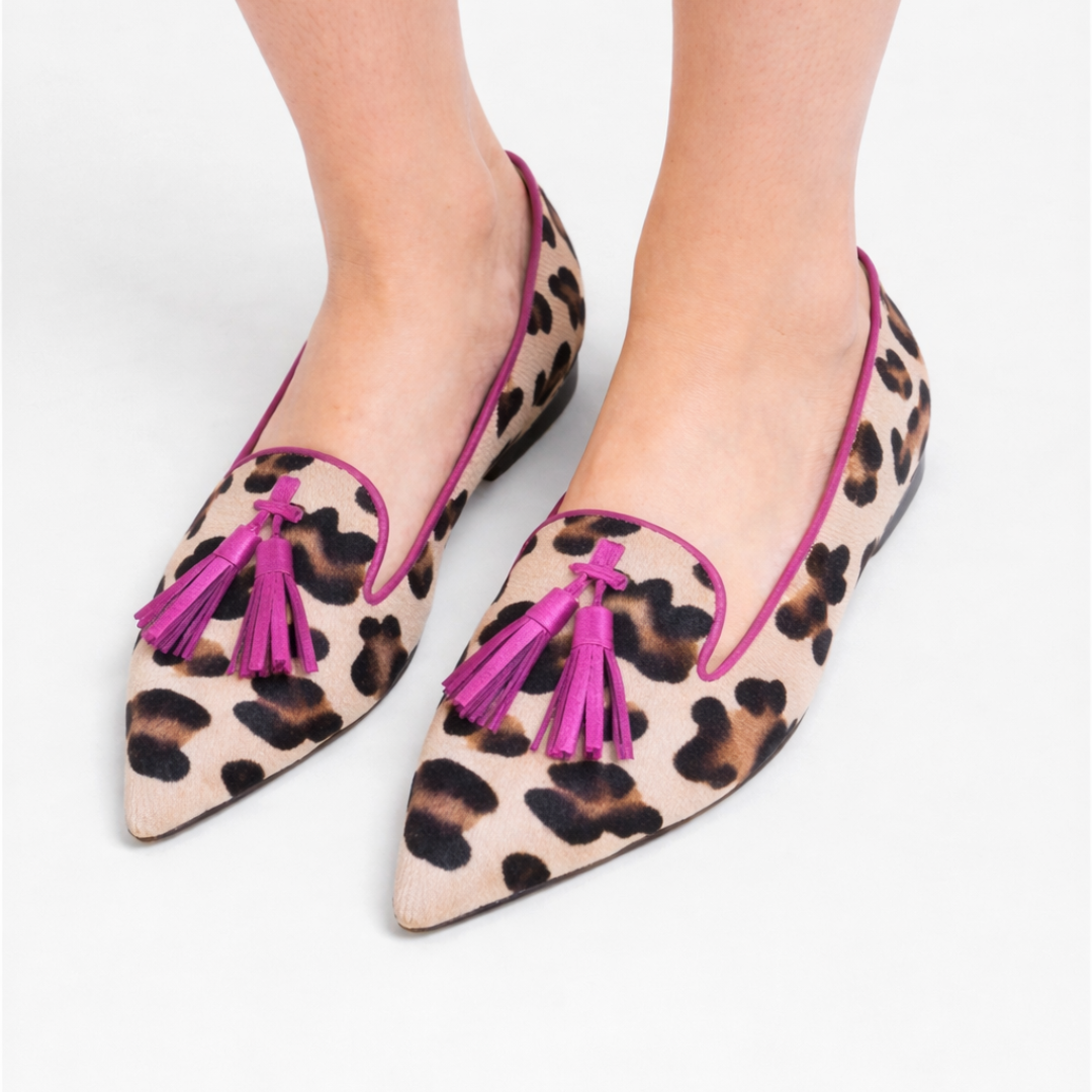 Jheanna classic comfort loafers for women in pink and gold, slip-on flat style