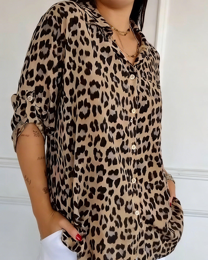 Susan leopard print blouse styled for everyday and dressed-up looks