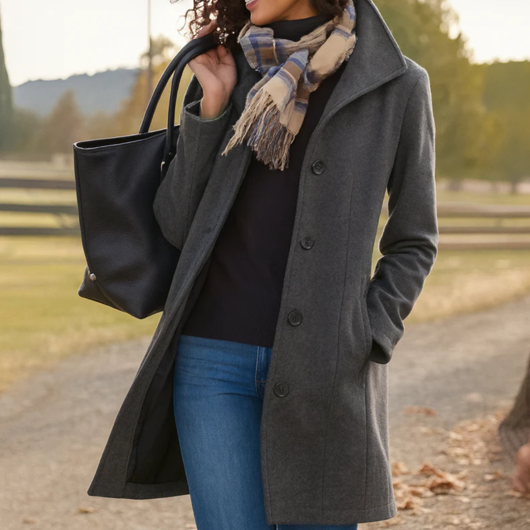 Adriana timeless tailored coat shown in a range of colours, elegant winter outerwear