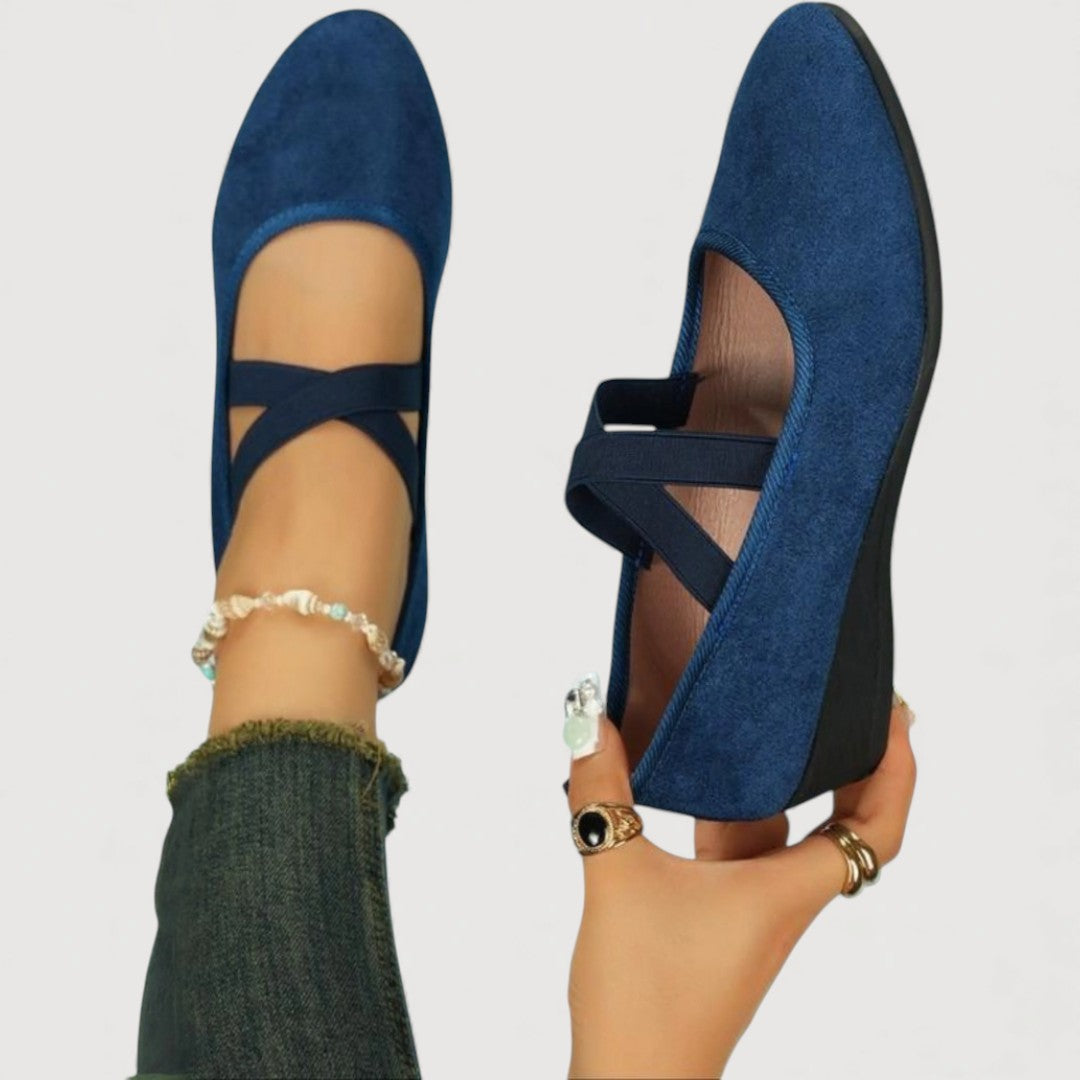 Livia elegant ballet flats shown in black, brown, red and blue