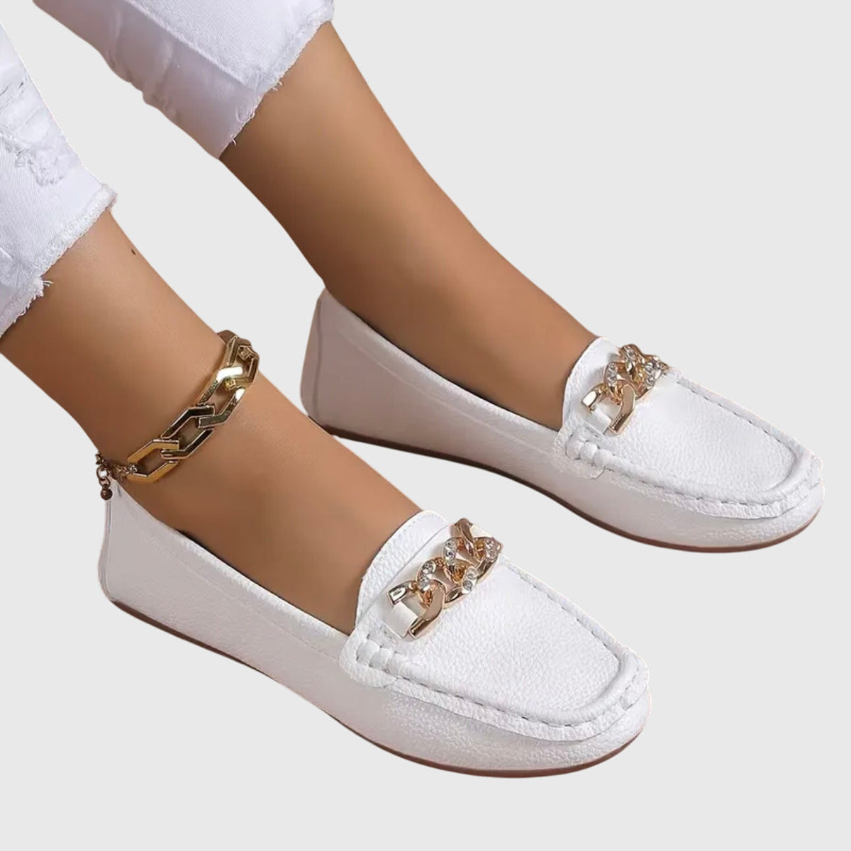 Melissa elegant slip-on loafers shown in white, black and beige