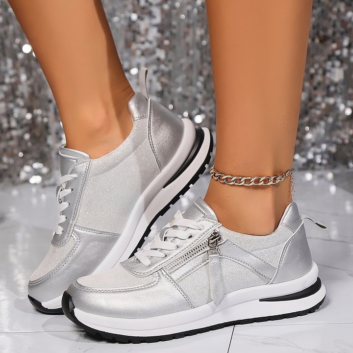 Ashlyn comfortable everyday slip-on sneakers shown in silver, gold, black and brown