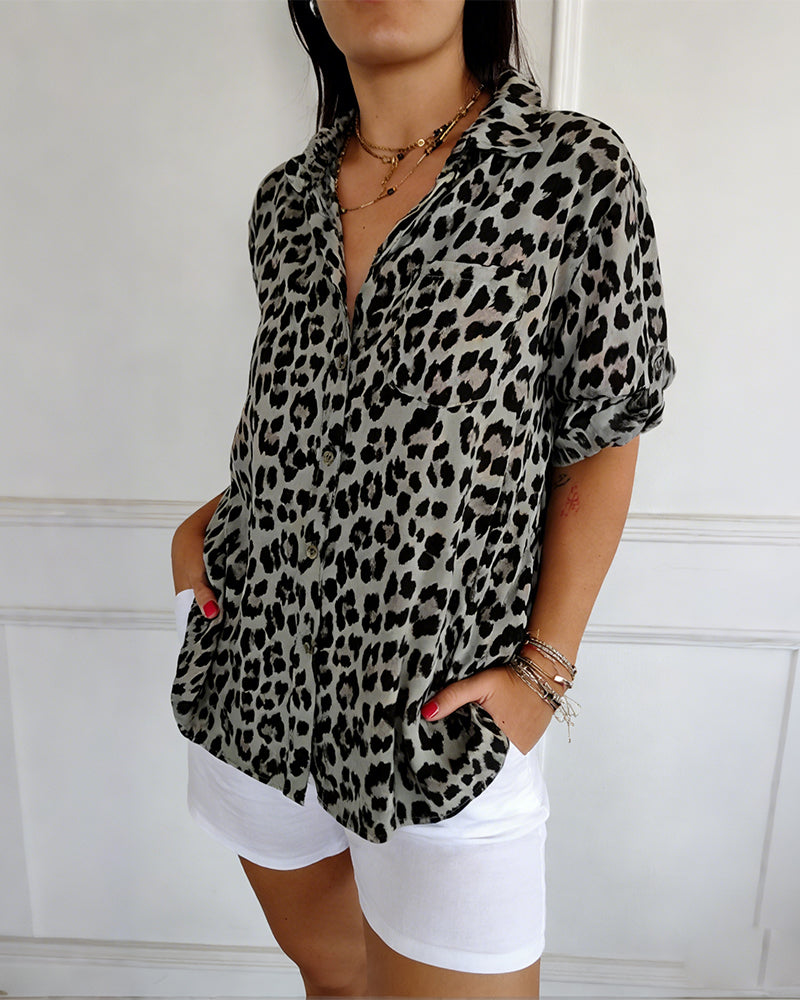 Susan leopard print blouse styled for everyday and dressed-up looks