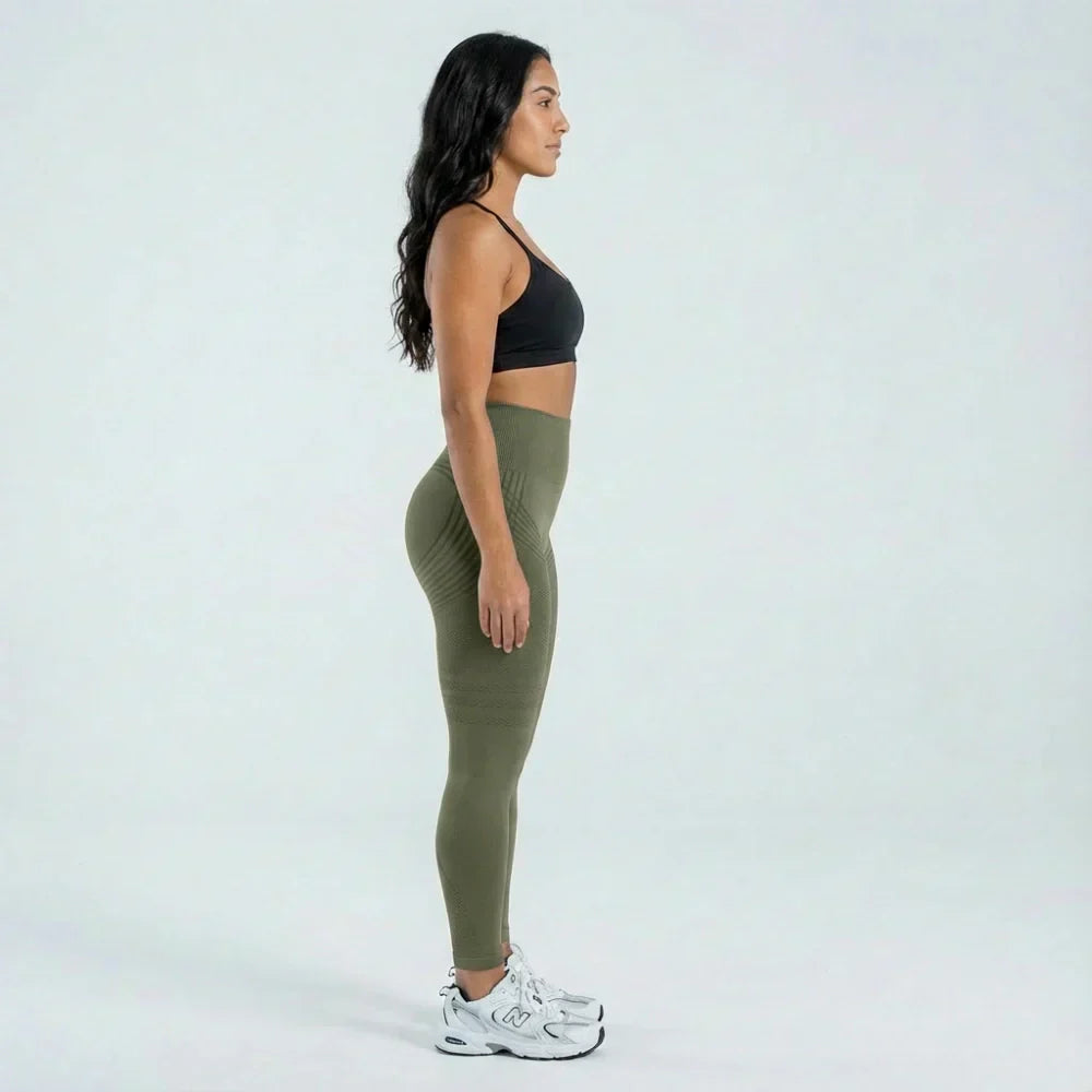 Evie military green full-length sculpting leggings for women