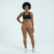 Grace coffee brown full-length sculpting leggings for workouts and everyday wear