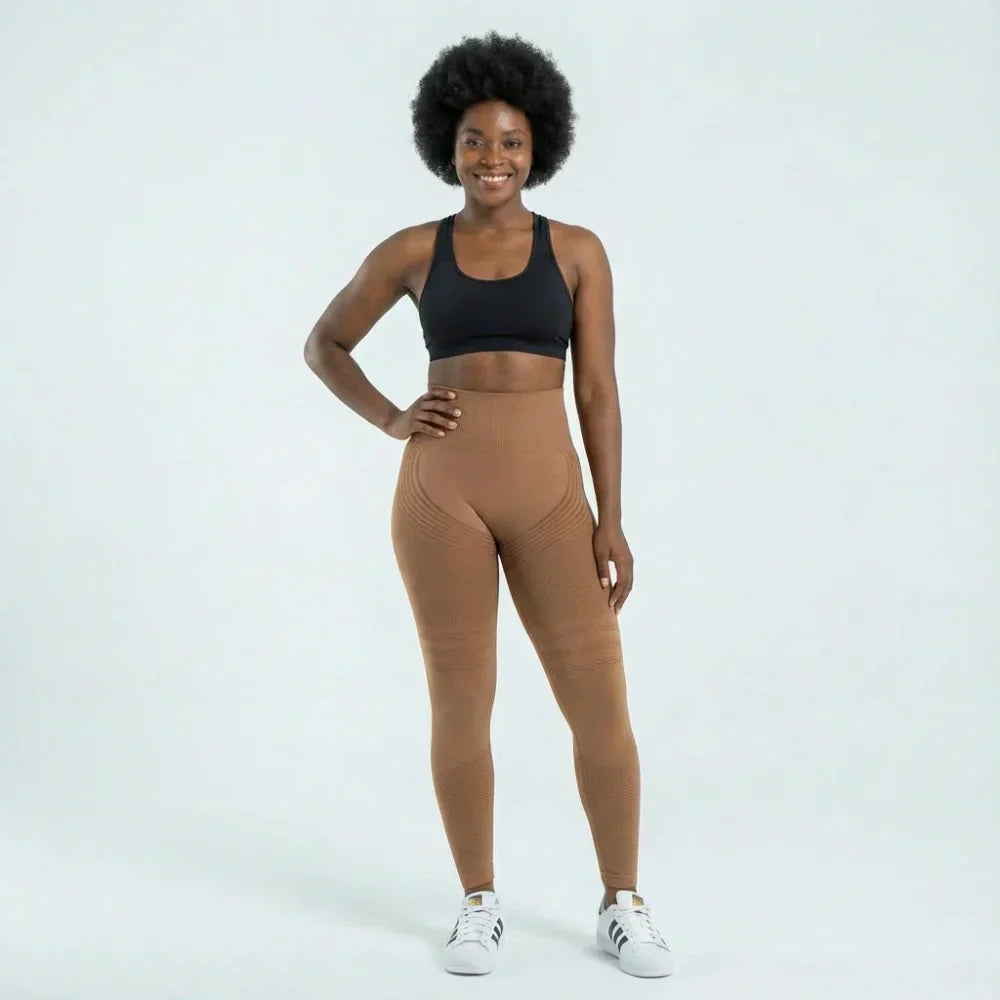 Grace coffee brown full-length sculpting leggings for workouts and everyday wear