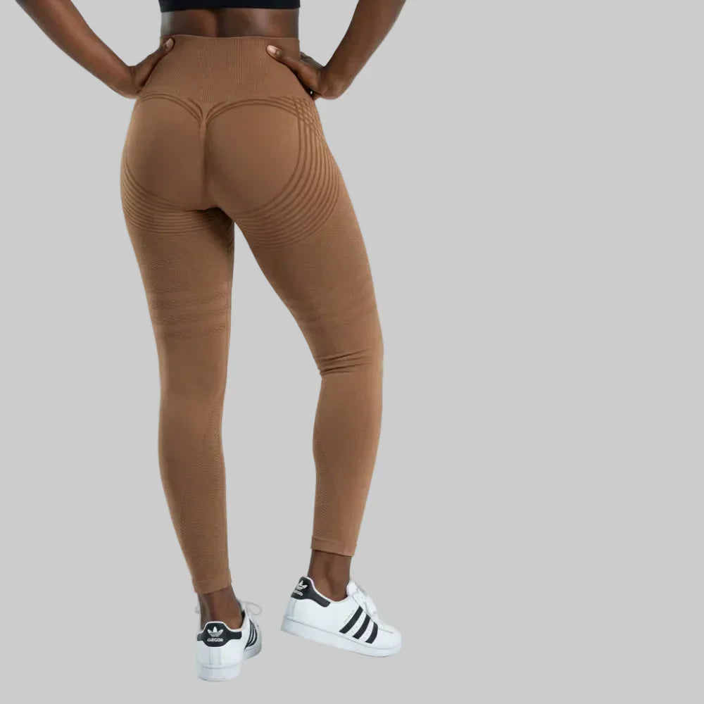 Grace coffee brown full-length sculpting leggings for workouts and everyday wear