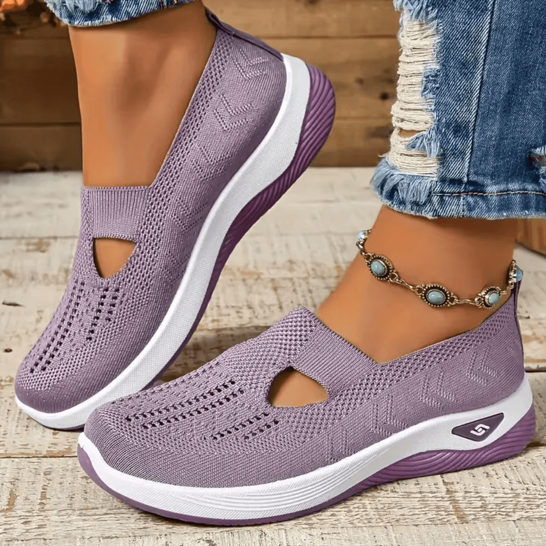 Womens cushioned slip-on shoes shown in several colours
