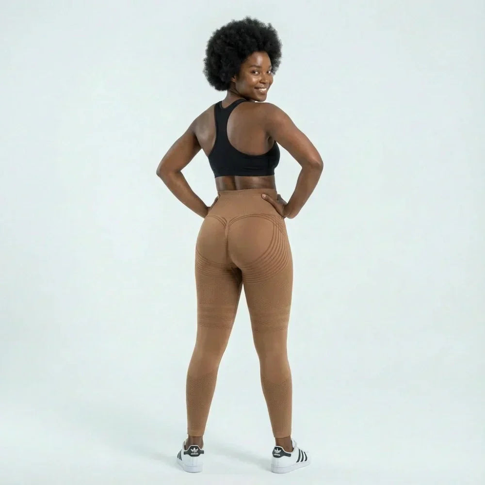 Grace coffee brown full-length sculpting leggings for workouts and everyday wear