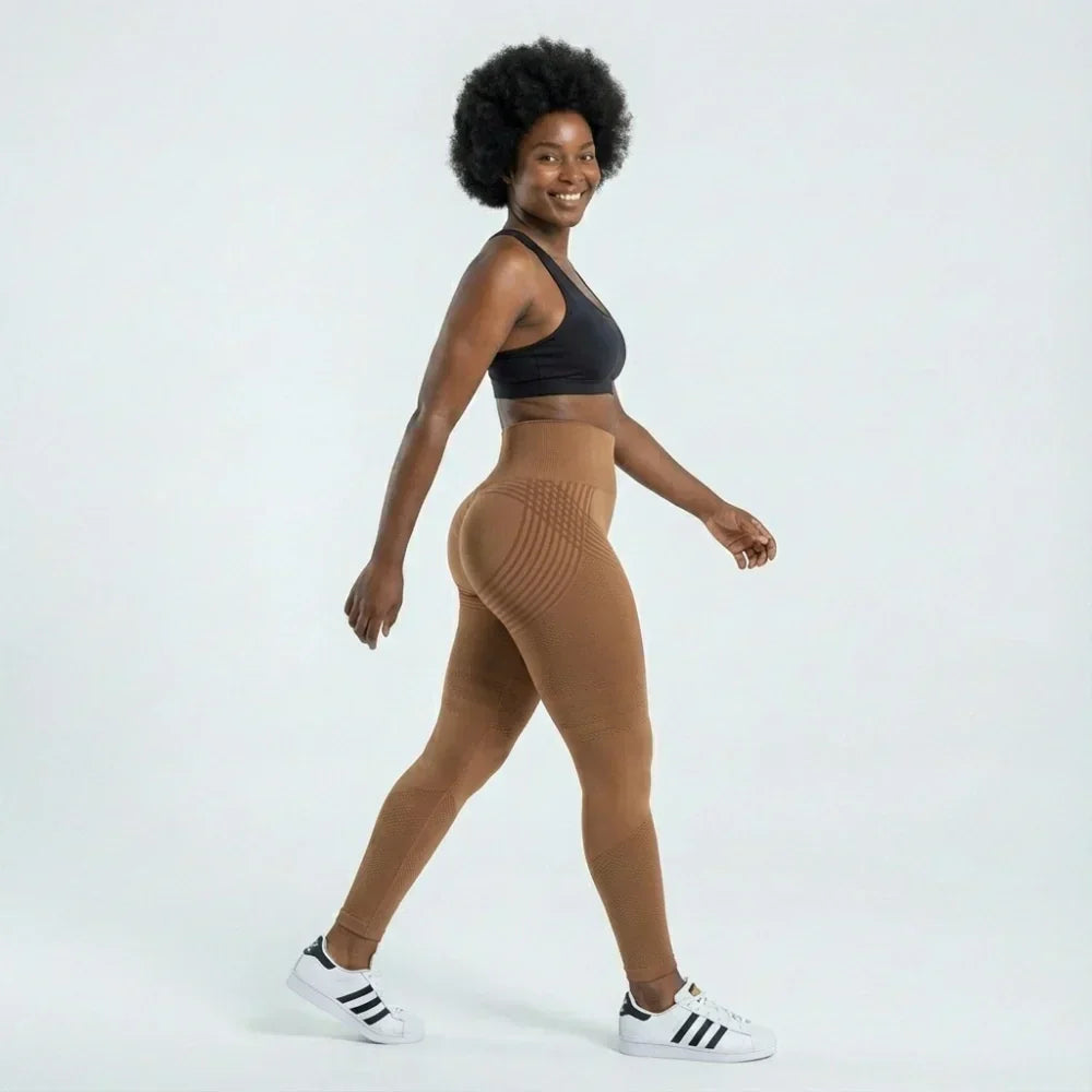 Grace coffee brown full-length sculpting leggings for workouts and everyday wear