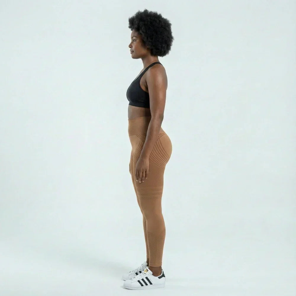 Grace coffee brown full-length sculpting leggings for workouts and everyday wear