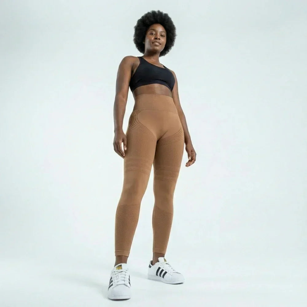 Grace coffee brown full-length sculpting leggings for workouts and everyday wear