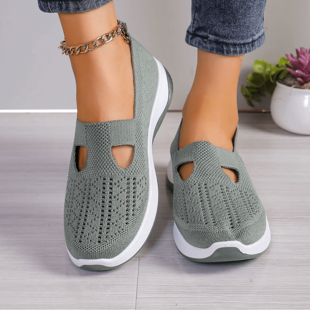 Womens cushioned slip-on shoes shown in several colours