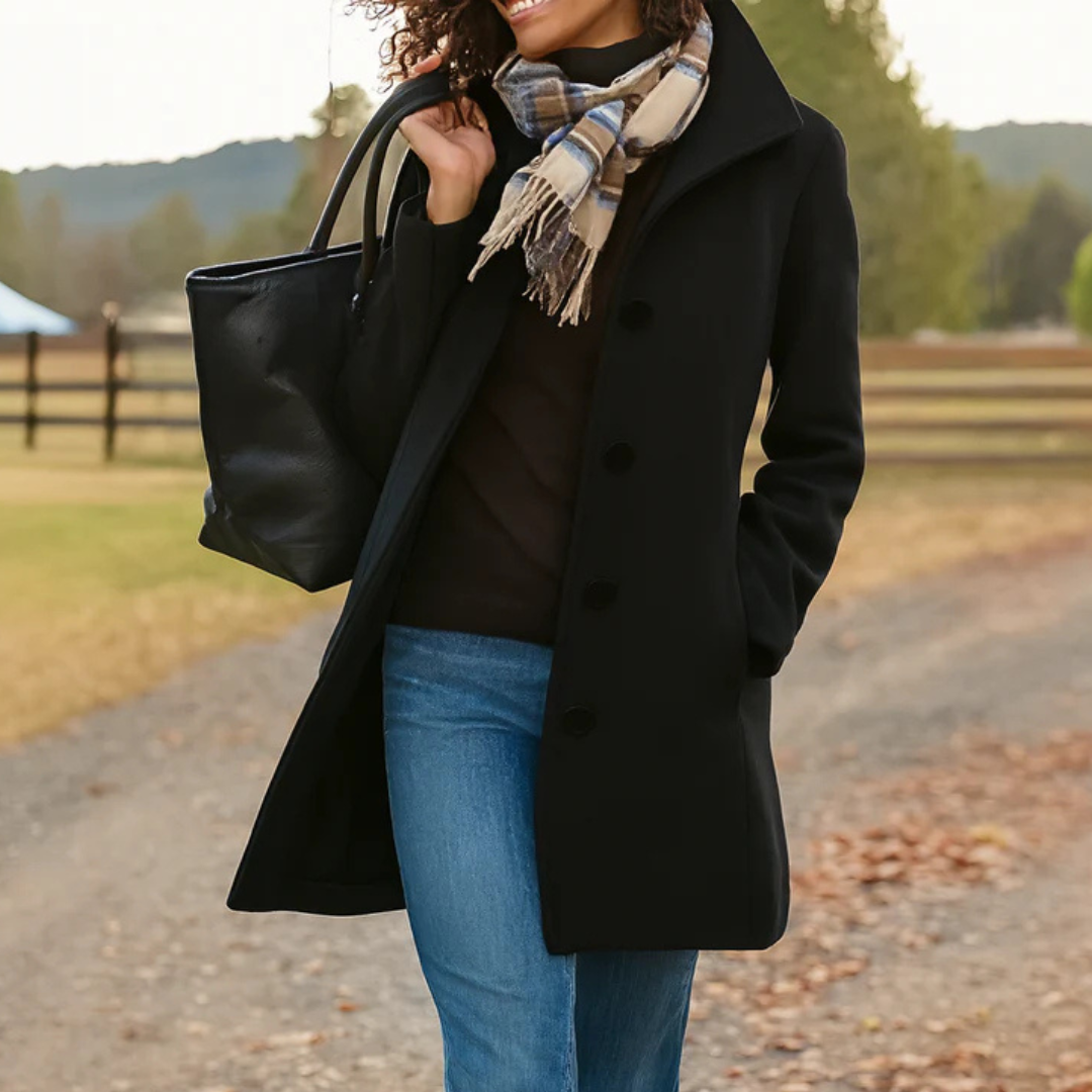 Adriana timeless tailored coat shown in a range of colours, elegant winter outerwear