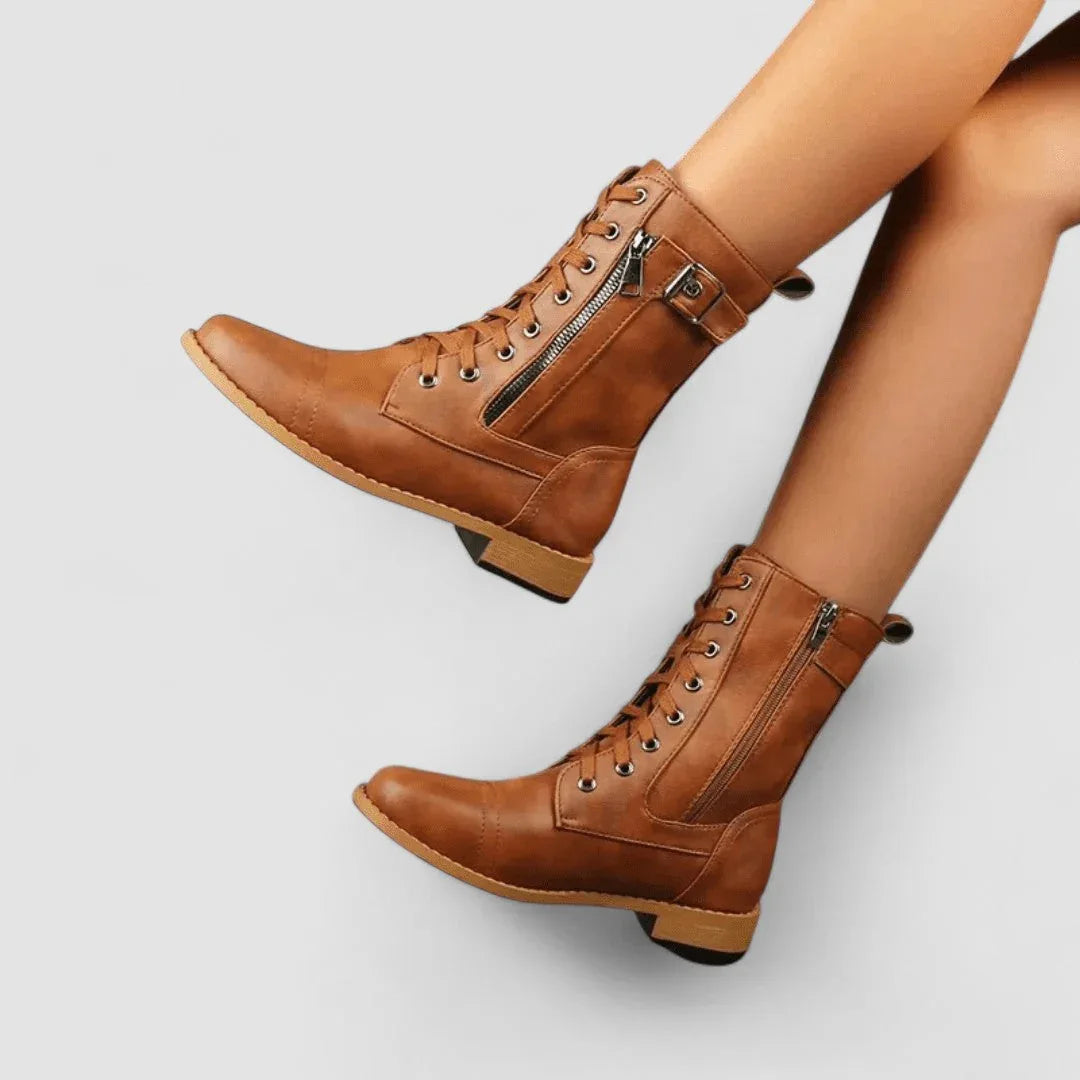 Sylvia orthopedic western ankle boots with block heel and stitched detailing