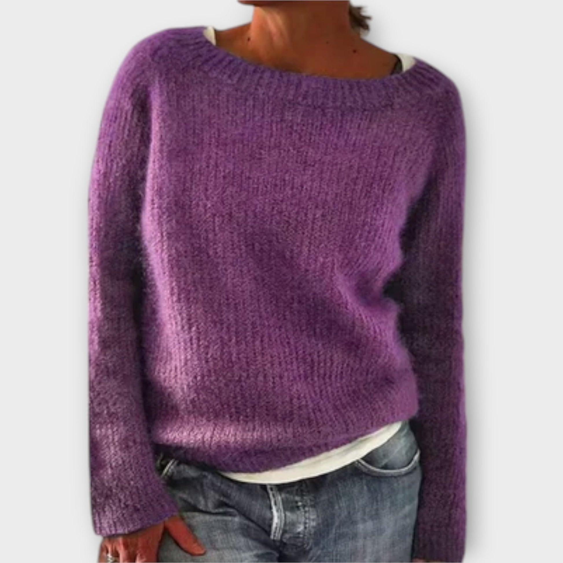 Reece timeless Icelandic-style knit jumper shown in a soft cosy texture