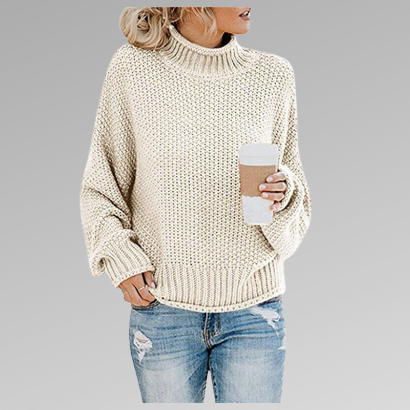 Braelyn high collar knit pullover shown in a range of colours