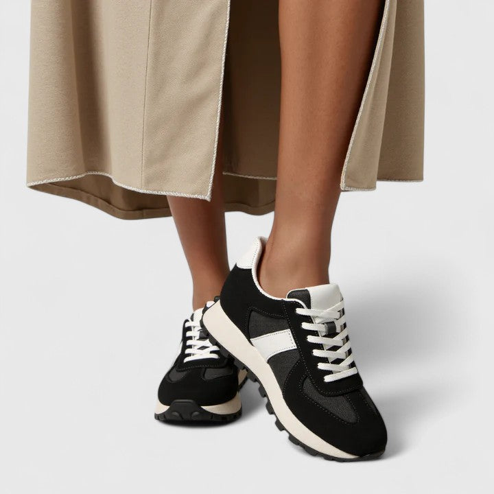 Gracelyn elegant women's sneakers with a subtle height boost, shown in white, khaki and black