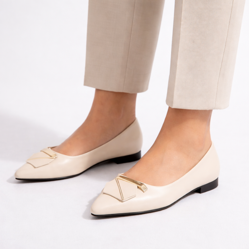 Cynthia pointed-toe ballet flats with a buckle detail and subtle heel