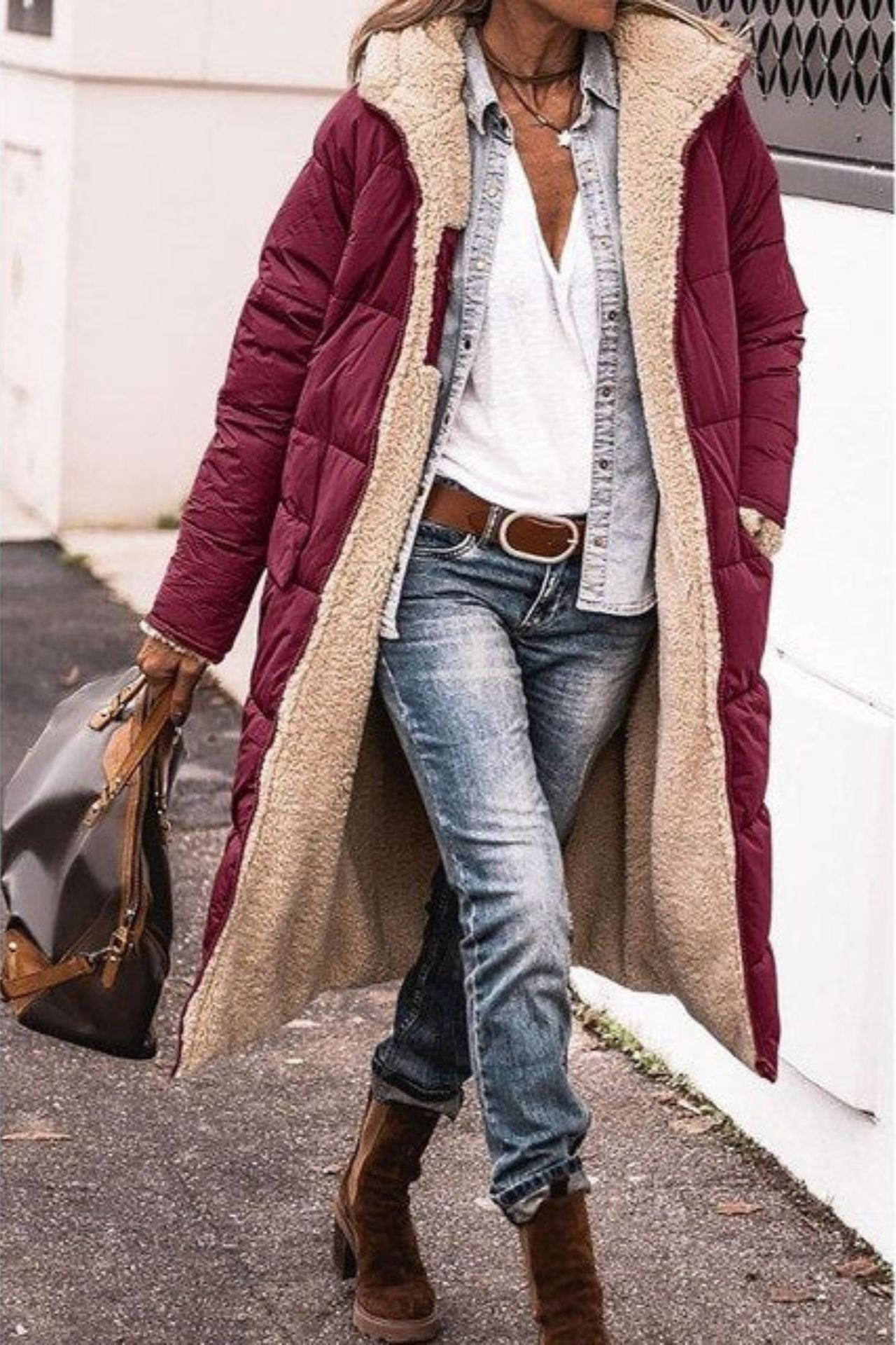 Sasha elegant reversible tailored womens coat shown in a rich colourway