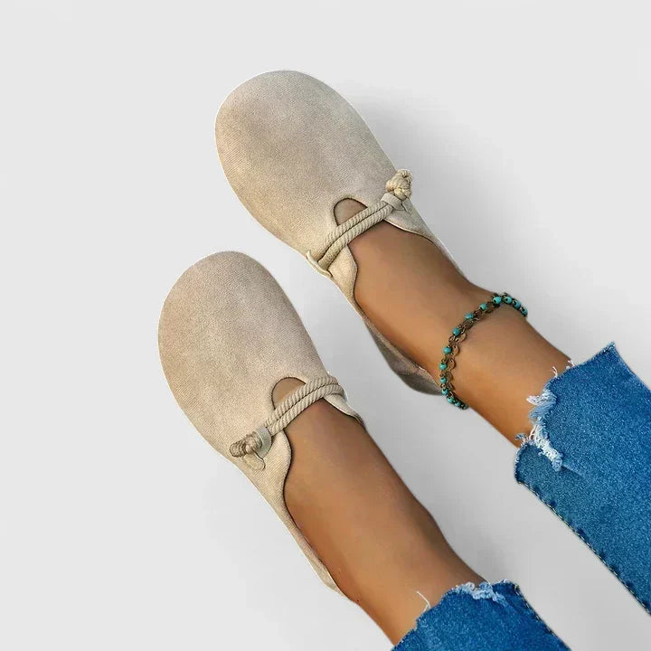 Ysavriann elegant slip-on loafers shown in beige and black