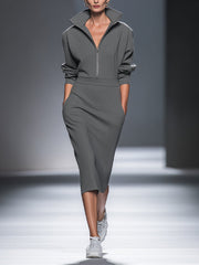 Xanthe casual grey cotton blend half-sleeve top with a relaxed, flattering silhouette